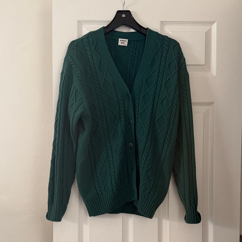 Aritzia Deep Green Knit Cardigan